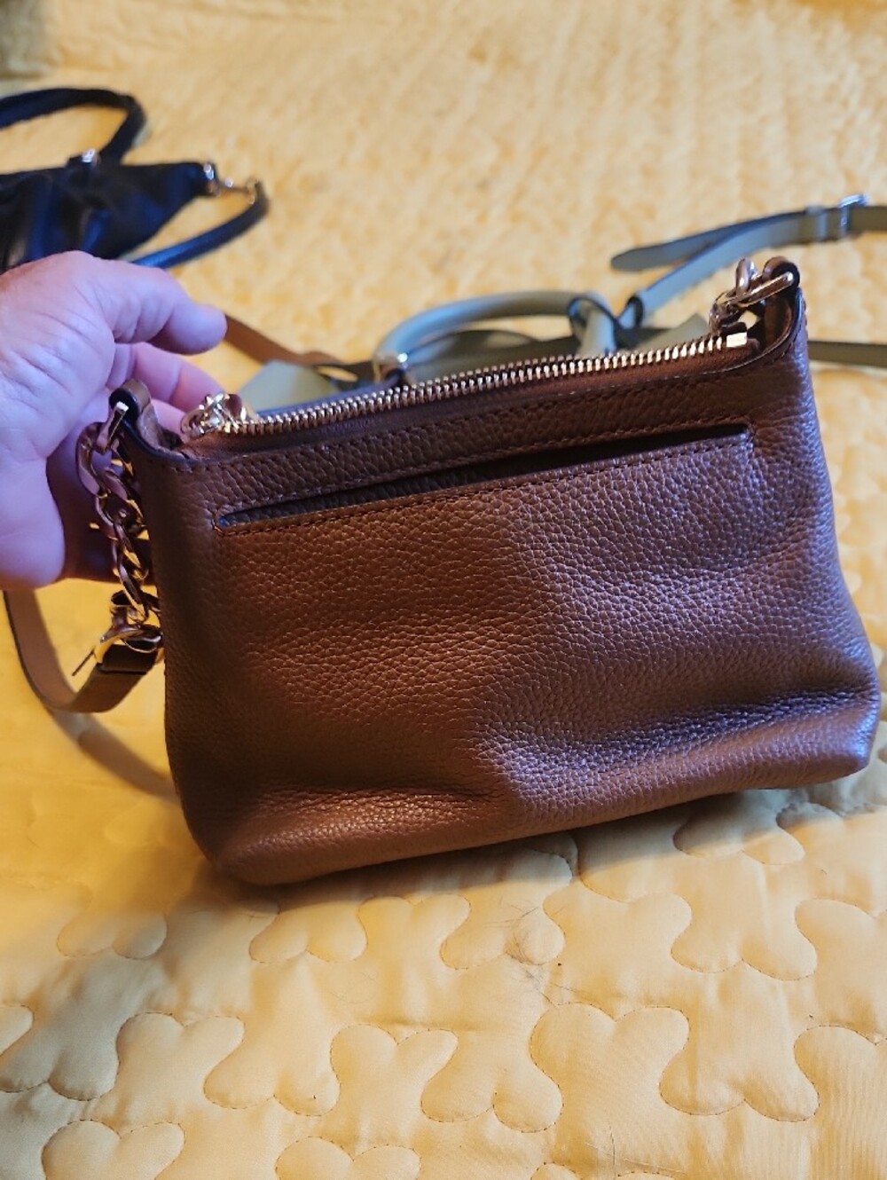 Michael Kors Tan Pebbled Leather Crossbody with Tassel - Picture 4 of 8